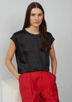 s.Oliver Blusentop Satinshirt mit überschnittenen Schultern Teilungsnaht