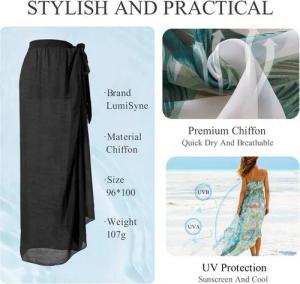 RWEUOQ Sommerrock Frauen langes Strandkleid Poncho, Strandkleid Sommer Bikini Cover up (Damen Mädchen Side Split Salon Strandkleider) Chiffon Bademode Wickelrock Strandkleider