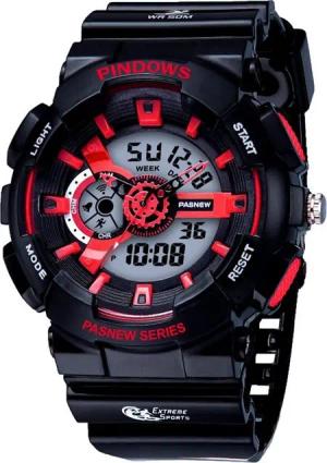PINDOWS Fur Herren Sport Watch, mit Led Hintergrundbeleuchtung GroßEs Zifferblatt 5 Atm Wasserdicht