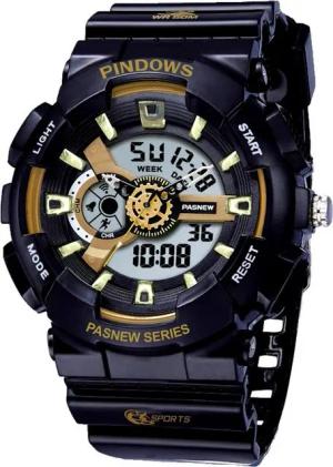 PINDOWS Fur Herren Sport Watch, mit Led Hintergrundbeleuchtung GroßEs Zifferblatt 5 Atm Wasserdicht
