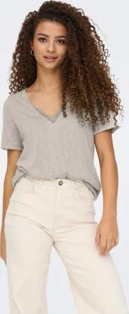 ONLY V-Shirt "ONLZOLA LIFE S/S V-NECK LACE TOP JRS"