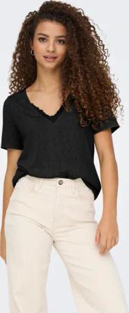 ONLY V-Shirt "ONLZOLA LIFE S/S V-NECK LACE TOP JRS"