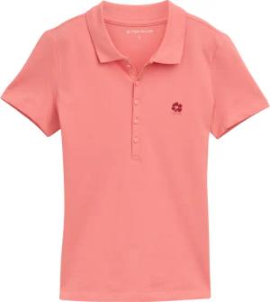TOM TAILOR Damen Piqué Poloshirt mit Stickerei, rosa, Uni, Gr. XS