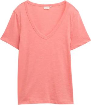TOM TAILOR Damen T-Shirt mit V-Ausschnitt, rosa, Uni, Gr. XS