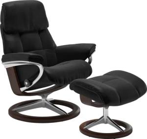Stressless Relaxsessel "Ruby", (Set, Relaxsessel mit Hocker), mit Signature Base, Größe M, Gestell Eiche, Wenge, Braun & Schwarz