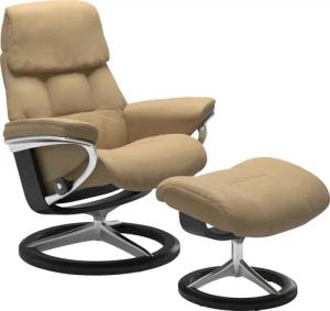Stressless Relaxsessel "Ruby", (Set, Relaxsessel mit Hocker), mit Signature Base, Größe M, Gestell Eiche, Wenge, Braun & Schwarz
