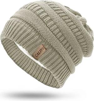 TAN.TOMI Strickmütze Beanie Damen Warm Federnd, Mütze Damen Herbst Winter (Strickmützen Mit Fleece Gefüttert) Wollmütze Damen Geeignet für Schule, Arbeit, Skifahren, Camping