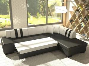 JVmoebel Ecksofa Klassisch Porto II Bettfunktion Couch Textil Sofas Schlaf Sofa Schwarz, Made in Europa