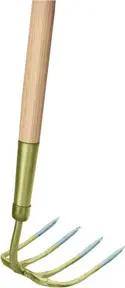 Idealspaten Gartenkreiel mit Schwanenhals ovale Zinken 1/2 gold - 1/2 silber
