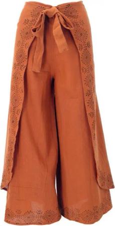 Guru-Shop Relaxhose Palazzohose, langer Boho Hosenrock, Wickelhose,.. alternative Bekleidung