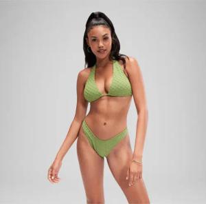 Grünes FLU3NTE Terry Triange Bikinioberteil