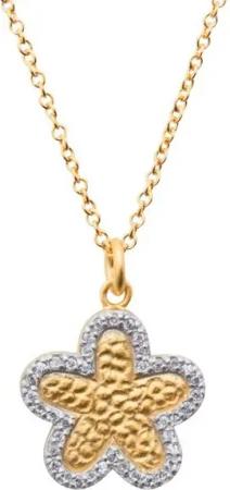 Unique Silberkette Vergoldete Unique 925 Silberkette mit Blumenanhänger SN0127