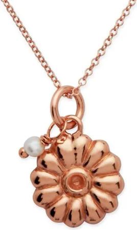 Unique Silberkette Vergoldete Unique Silberkette Blumenanhänger und Perle SN0150