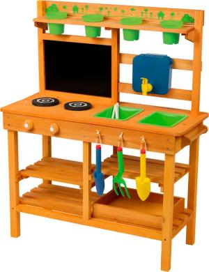 Playtive Outdoorküche für Kinder, Spielküche aus Echtholz