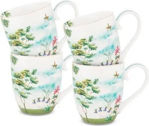PiP Studio Becher Jolie - Reiher, Porzellan, Kaffeetassen im 4er-Set, Jolie, 450 ml