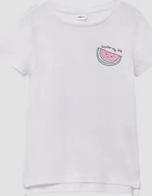 s.Oliver Kurzarmshirt T-Shirt mit Front- und Rückenprint im Loose Fit Artwork