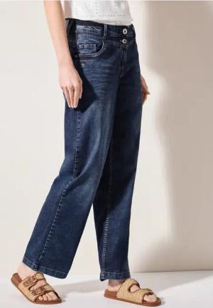 Cecil Damen Wide Leg Jeans in Blau, Gr: 25