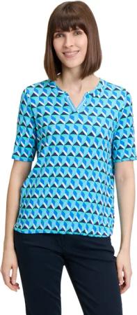 Betty Barclay Kurzarmshirt "Betty Barclay Blusenshirt mit Print", (1 tlg.), Rippbündchen