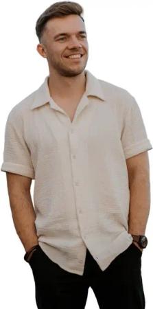 hutch&putch Kurzarmhemd Musselin Herrenhemd - Business Casual Freizeit - 100% Bio-Baumwolle (1-tlg) Herren Kurzarmhemd - in liebevoller Arbeit gefertigt