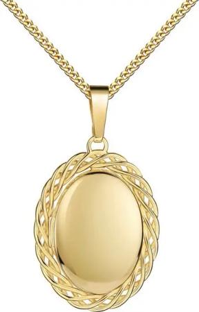 JEVELION Kette mit Anhänger Medaillon Gold 585 Amulett Anhänger zum Öffnen für 2 Bilder (Fotoamulett, für Damen und Mädchen), Mit Kette vergoldet - Länge wählbar 36 - 70 cm oder ohne Kette.