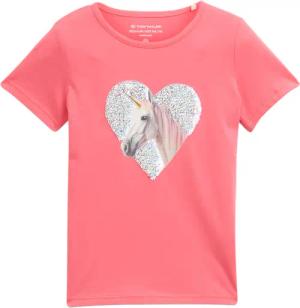 TOM TAILOR Mädchen T-Shirt mit Wendepailletten, rosa, Uni, Gr. 104/110