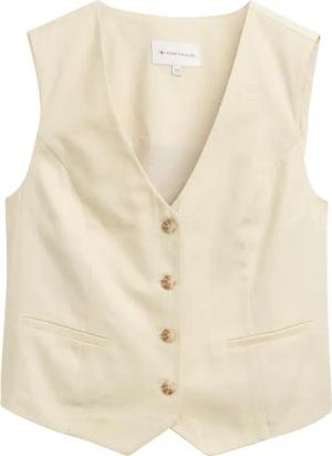 TOM TAILOR Damen Slim Fit Anzugweste aus Twill, beige, Uni, Gr. 40