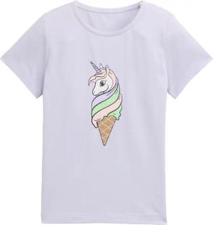 TOM TAILOR Mädchen T-Shirt mit Glitzer-Print, lila, Uni, Gr. 92/98