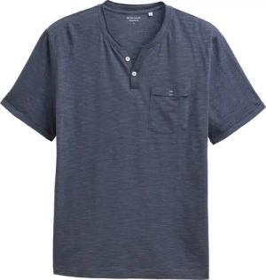 TOM TAILOR Herren Henley T-Shirt mit Brusttasche, blau, Gestreift, Gr. XXL