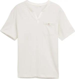 TOM TAILOR Herren Henley T-Shirt mit Brusttasche, weiß, Gestreift, Gr. XXXL