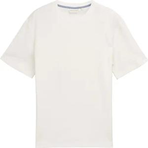 TOM TAILOR Herren Basic T-Shirt mit Struktur, weiß, Uni, Gr. L