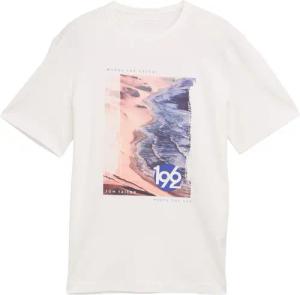 TOM TAILOR Herren T-Shirt mit Foto-Print, weiß, Uni, Gr. S