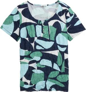 TOM TAILOR Damen Crinkle T-Shirt mit Muster, grün, Gemustert, Gr. XS