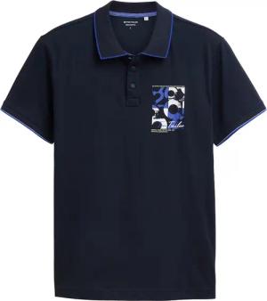 TOM TAILOR Herren Poloshirt mit Logo-Print aus Baumwolle, blau, Uni, Gr. XXXL