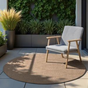NORTHRUGS Outdoorteppich "Liora Wendeteppich", rund, 5 mm Höhe, In und Outdoor, Flachgewebe, wetterfest, pflegeleicht, robust