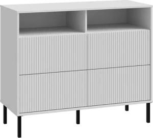 FORTE Kommode, Kommode, Lamellenoptik, Vollauszug, Push to Open, Grifflos