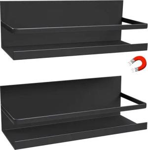 BRAIDOL Gewürzregal Hängend Multifunktionales Regal Kühlschrank Regal Ablageregal, Hängeregal für Kühlschrank Magnet,Gewürzregal 2-tlg., Küchenregal ohne bohren mit erhöhte Schutzgeländer,25*12.5*9.5cm
