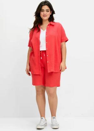 Sheego Shorts mit Schlupfbund, aus Musselin, hummer, Gr.58