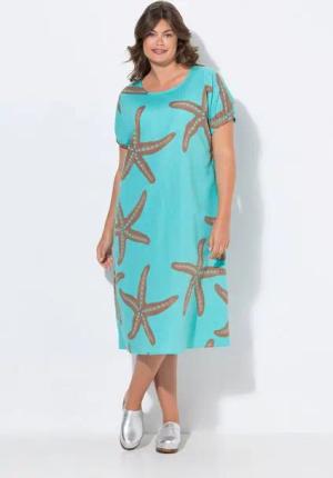 Laurasøn Midikleid Leinenkleid 1/2 Arm Rundhalsausschnitt