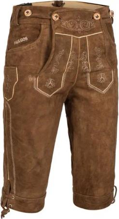 PAULGOS Trachtenhose Herren Lederhose Kniebund mit Trägern 100% Echtleder - Übergröße