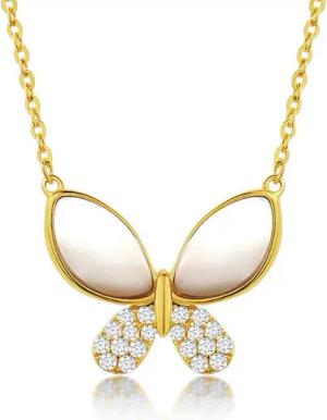DANIEL CLIFFORD Kette mit Anhänger 'Simone' Damen Halskette Silber 925 vergoldet 18k Gold Schmetterling (inkl. Verpackung), größenverstellbare Goldkette 41cm - 47cm, Butterfly-Anhänger