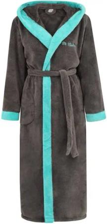 Di Vadini Bademantel Di Vadini UNISEX Herren Damen Bademantel PRATO mit Kapuze, wadenlang, Polyester, Weitenverstellung