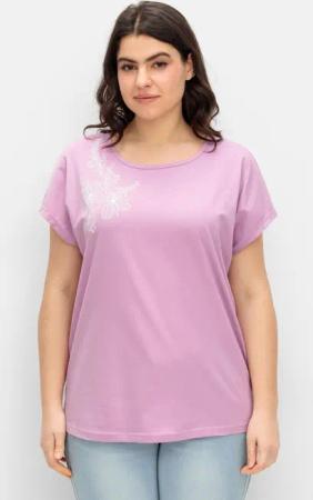 Sheego Jerseyshirt mit Blumenprint, orchidee bedruckt, Gr.40