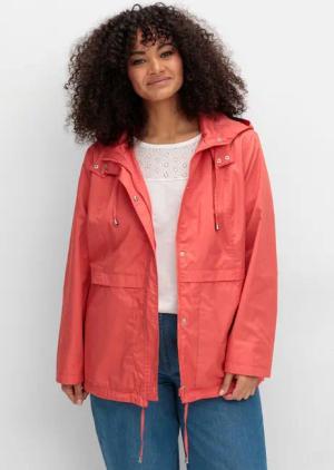 Sheego Outdoorjacke mit Kapuze und Stehkragen, koralle, Gr.46