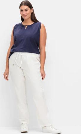 Sheego Weite Jeans mit gesmoktem Rundum-Dehnbund, white Denim, Gr.48