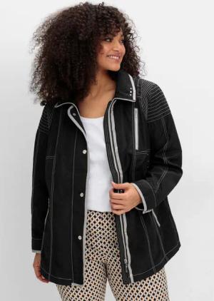 Sheego Jacke mit silberfarbenen Kontrastdetails, schwarz, Gr.40