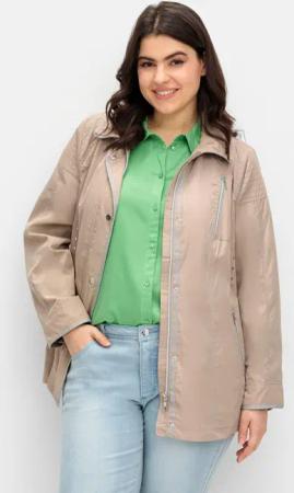 Sheego Jacke mit silberfarbenen Kontrastdetails, beigefarben, Gr.40