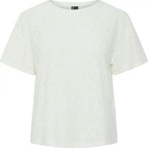 pieces Kurzarmshirt "PCABBY SS BROD ANG TEE NOOS BC", aus Lochspitze