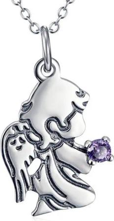 Schmuck-Elfe Kette mit Anhänger Schutzengel Comic, 925 Silber coloriert