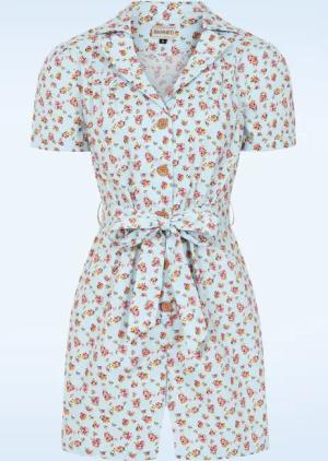 Flora Playsuit in Himmelblau.