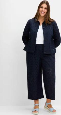 Sheego Culotte aus Lochspitze, mit Teilgummibund, tiefblau, Gr.46